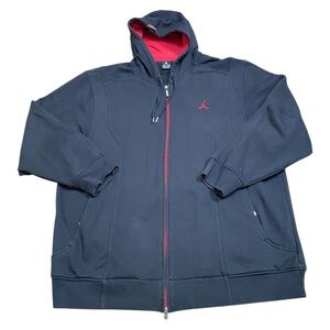 Jordan Black Full-Zip Hooded Jacket with Red Accents